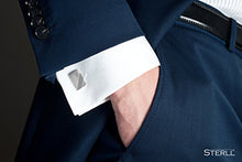Carica l&#39;immagine nel visualizzatore di Gallery, Sterling - Gemelli da uomo in argento 925 spazzolato, con custodia...