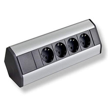 Carica l&#39;immagine nel visualizzatore di Gallery, Premium presa angolare 4 X Schuko in alluminio per cucina, ufficio, mobili....