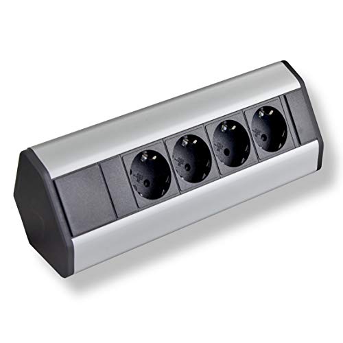 Premium presa angolare 4 X Schuko in alluminio per cucina, ufficio, mobili....