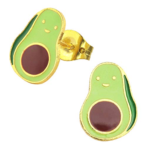 Monkimau Orecchini da ragazza Avocado in ottone placcato oro 18 k