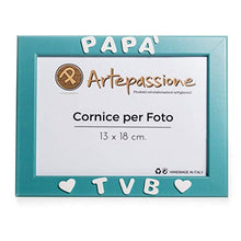 Carica l&#39;immagine nel visualizzatore di Gallery, Cornici Celeste per Foto in Legno 13x18 con la Scritta&quot;Papà TVB&quot; e Decorata...