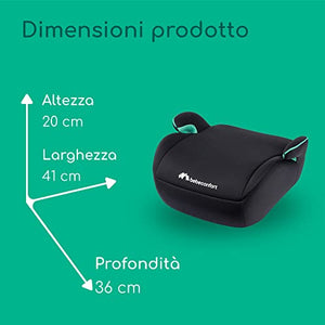 Bebeconfort Manga i-Safe Rialzo Auto, Alzatina auto per bambini 6-12 anni, 125-150 cm, Seggiolino auto leggero e compatto, Seduta imbottita, colore Full Black