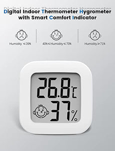 Mini Igrometro Termometro Digitale, Termometro Ambiente con Livello di Comfort, Monitor di Temperatura e umidità, Termometro da Interno per Serra, Stanza, Casa