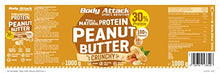 Carica l'immagine nel visualizzatore di Gallery, Body Attack Peanut Butter Natural 30% Protein Sugar &amp; Fat Free Crunchy 1 kg