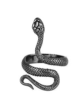 Carica l&#39;immagine nel visualizzatore di Gallery, Anello regolabile serpente acciaio nero. - Ilgrandebazar