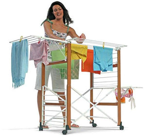 Foppapedretti Gulliver Stendibiancheria Pieghevole, Bianco / Marrone (Noce) - Ilgrandebazar