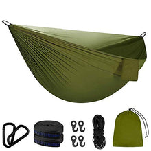 Carica l'immagine nel visualizzatore di Gallery, Mitening Amaca di Stoffa Portatile, Ampio 2 Persona Campeggio Verde Militare