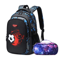 Carica l'immagine nel visualizzatore di Gallery, GUIVITU Zaino Scuola Elementare Zaini per Ragazzi Adolescenti Cartella Scuola Casual Borse Studenti Della Zainetto Bambini Set Scolastico Oxford Impermeabile Backpack(blu)