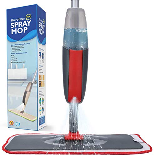 Fixget Spray Mop Mocio, Microfibra con Spruzzatore d'Acqua, Red