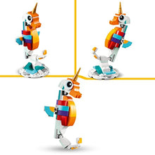 Carica l&#39;immagine nel visualizzatore di Gallery, LEGO 31140 Creator Unicorno Magico con Arcobaleno, Set 3 in 1 con Animali Giocattolo Fantastici, Cavalluccio Marino e Pavone, Idea Regalo di Compleanno per Bambine e Bambini