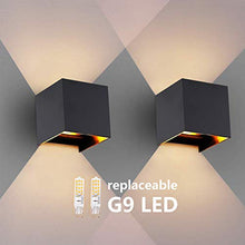 Carica l&#39;immagine nel visualizzatore di Gallery, OOWOLF Lampada a Parete Esterno IP65 2 Pezzi LED Impermeabile, Nero-2
