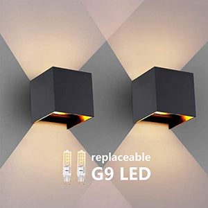 OOWOLF Lampada a Parete Esterno IP65 2 Pezzi LED Impermeabile, Nero-2