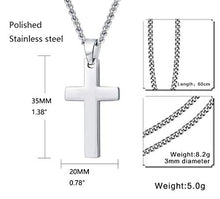 Carica l&#39;immagine nel visualizzatore di Gallery, Collana unisex con semplice pendente a crocifisso in acciaio inox titanio - Ilgrandebazar