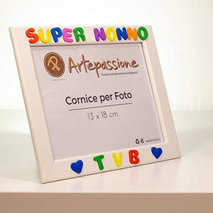 Cornici per foto in legno con la scritta Super Nonno TVB e decorata con... - Ilgrandebazar