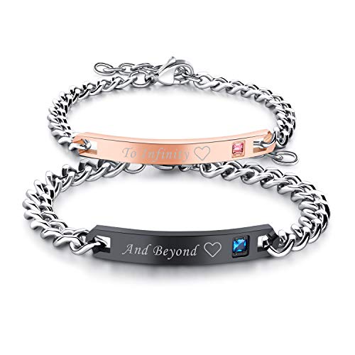 Cupimatch Coppia Lui Lei Fidanzati Lovers Braccialetto catena Oro Nero - Ilgrandebazar