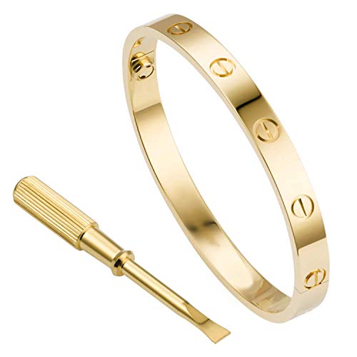 Braccialetto rigido, per coppie, con cacciavite, bracciale in acciaio al Gold - Ilgrandebazar