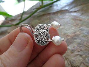♥ PERLA D'ACQUA DOLCE SUL DISCO PICCOLO DI FIORI ♥ Orecchini delicati e...