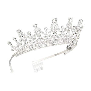 Makone Tiara Nuziale di Cristallo Strass Corona Sliver - Ilgrandebazar