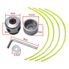 Carica l'immagine nel visualizzatore di Gallery, Testina Decespugliatore Universale, HTBAKOI Testine Decespugliatore Alluminio + Guanti da Lavoro Anti Scivolo con Fili di nylon【Include Strumenti e Hardware di Installazione】