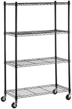 Carica l&#39;immagine nel visualizzatore di Gallery, AmazonBasics - Scaffalatura a 4 ripiani, su rotelle, Nero - Ilgrandebazar