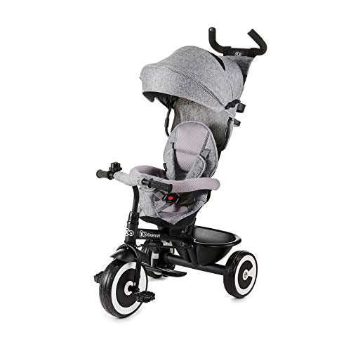 Kinderkraft Triciclo ASTON, Bicicletta, Passeggino con Maniglione, Grigio