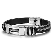 Carica l&#39;immagine nel visualizzatore di Gallery, sailimue Gioielli in Acciaio Inossidabile Gel di Silice Uomo Bracciali per...