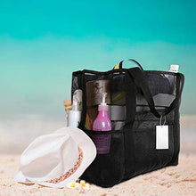 Carica l&#39;immagine nel visualizzatore di Gallery, EXTSUD Borsa da Spiaggia con Chiusura a Zip Multitasche Grande a Rete...