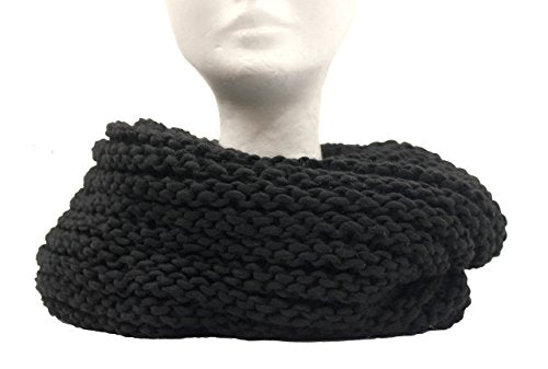 Scaldacollo in maglia, sciarpa ad anello intrecciato col. Nero - Ilgrandebazar