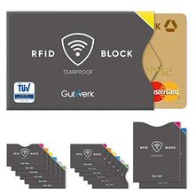 Carica l'immagine nel visualizzatore di Gallery, Gutwerk Blocco RFID | Custodia Protettiva NFC Antistrappo [12+2 pezzi] | Carte di Credito, Bancomat, Carta d'Identità Elettronica, Passaporto|100% di sicurezza contro il furto di dati personali
