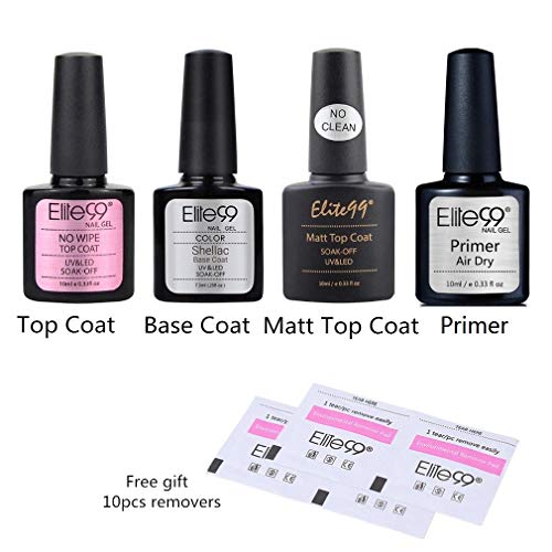 Elite99 Base e Top Coat Semipermanente con Primer e Top Coat Opaco per Smalti Semipermanenti in Gel UV LED