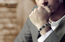 Carica l&#39;immagine nel visualizzatore di Gallery, Halukakah &quot;SOLO&quot; Uomini Braccialetto del Cuoio GenuinoIn Titanio Argento - Ilgrandebazar