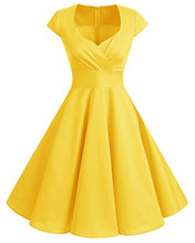 Carica l'immagine nel visualizzatore di Gallery, bbonlinedress Donna 50s 60s Linea Rockabilly abito manicotto della S, Yellow - Ilgrandebazar
