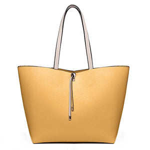 Miss Lulu Borsetta da Donna Grande Ecopelle Borsa a Tracolla Hobo Tote Beige