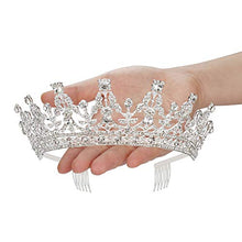Carica l&#39;immagine nel visualizzatore di Gallery, Makone Tiara Nuziale di Cristallo Strass Corona Sliver - Ilgrandebazar