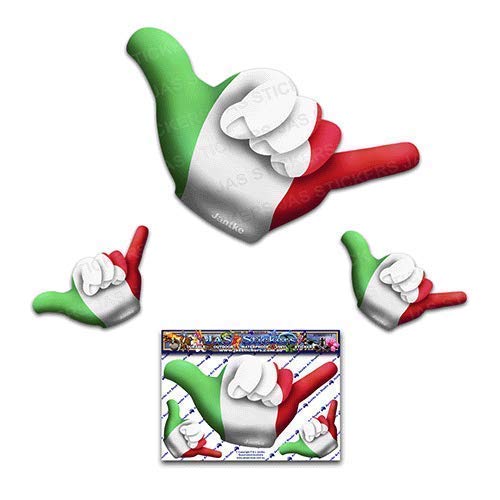 Piccola bandiera dell'Italia HANG LOOSE Adesivo Shaka divertente amicizia... - Ilgrandebazar