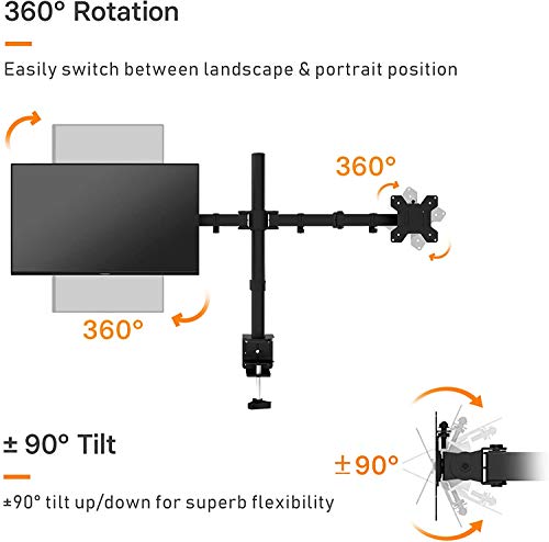 BONTEC Supporto Doppio Monitor Per Scrivania | Braccio Regolabile Per Schermi 13-27 Pollici | VESA 75x75-100x100 Mm - Foto 4