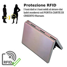 Carica l'immagine nel visualizzatore di Gallery, Porta Carte Di Credito Narsam, Rfid Blocco Antifrode Anticlonazione Argento