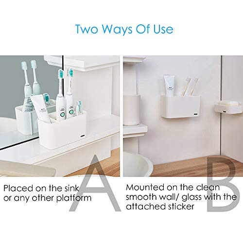 Portaspazzolino Da Muro Multifunzione - 5 Scomparti Per Bagno Con Supporto Rasoi E Dentifricio - Colore Oro - Foto 6