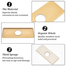 Carica l'immagine nel visualizzatore di Gallery, 2 piastre di copertura dorate con foro da 34,5 mm, piastra di copertura rettangolare, 16 cm di lunghezza, copertura per rubinetto per rubinetto per bagno, cucina, lavabo