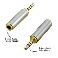 Carica l&#39;immagine nel visualizzatore di Gallery, (2 Pack) Gold Plated 2.5mm Male to 3.5mm Oro 2.5 mm maschio a Femmina