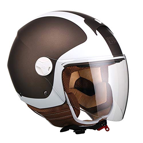 CGM Casco Demi Jet 107V POSITANO Marrone Opaco Lunga, S Small, marrone