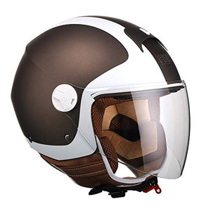 CGM Casco Demi Jet 107V POSITANO Marrone Opaco Lunga, S Small, marrone