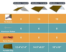 Carica l&#39;immagine nel visualizzatore di Gallery, Unigear Tenda Parasole da Campeggio Tarp Telone 300cm x 400cm, Marrone