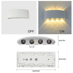 Lampade da Parete Moderne,8W LED Applique Esterne interne in Bianco