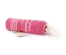Carica l'immagine nel visualizzatore di Gallery, LeStoff Telo Mare Fouta da Bagno XXL 100% Cotone 100 x 180 cm, Fuchsia
