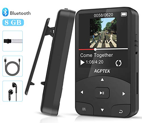 AGPTEK Lettore MP3 Bluetooth Corsa con Clip e Fascia Braccia Nero A58