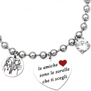 Braccialetto Dell'Amicizia Con Ciondolo - Regalo Per Migliore Amica, Donna, Compleanno, In Lega Metallica, Regolabile (L, Argento)