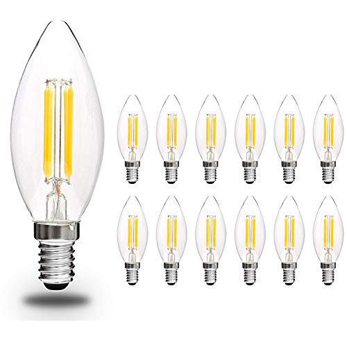Svater 12 Pezzi Lampadine Led E14 C35 Lampadina Filamento Bianco Caldo 2700K... - Ilgrandebazar