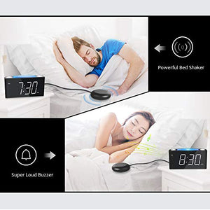 Sveglia Vibrante con Scuotitore da Letto, Suono Cicalino Cifre Bianche