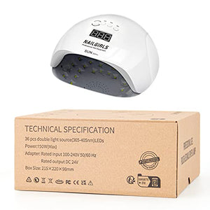 Nailgirls Lampade UV Per Unghie, 150W Portatile Asciuga Smalto Fornetto per Manicure/Pedicure,Sensore Di Avvio Automatico LED UV,4 Modalità Timer,Display LCD